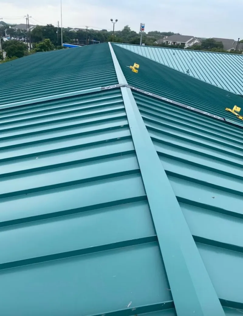 Green commercial metal roof ridge and valley for Metal Roof Repair in Calumet Park
